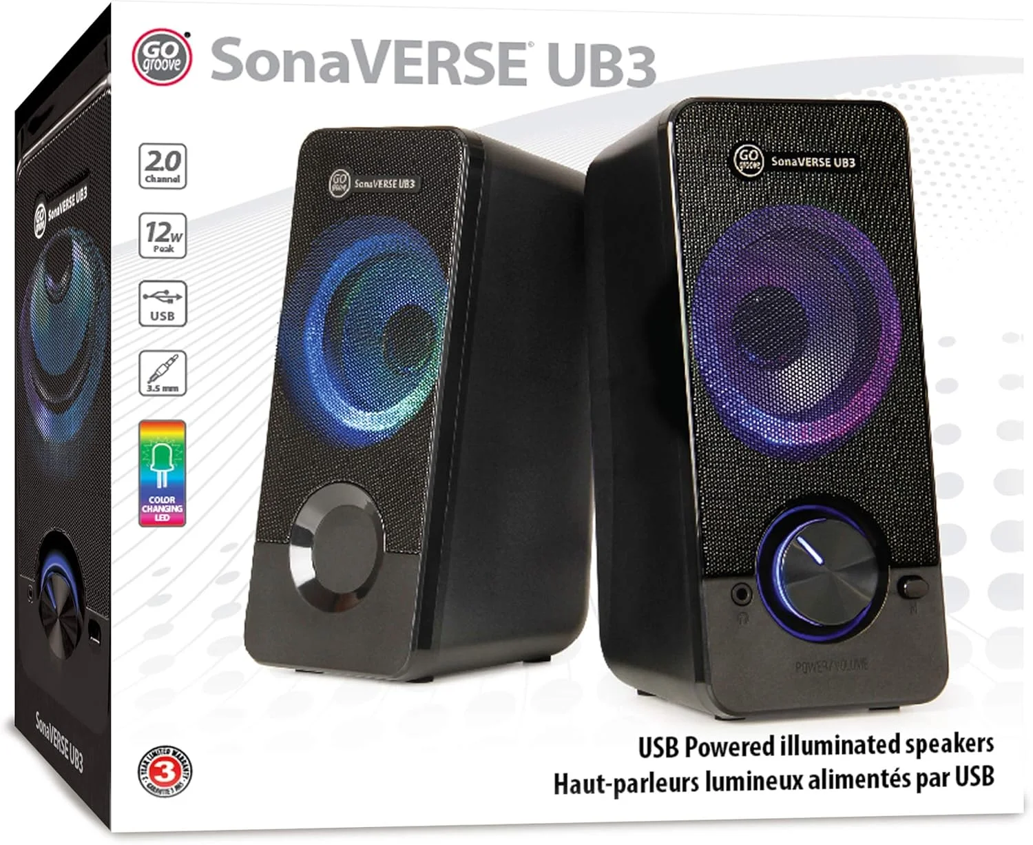 اسپیکرهای کامپیوتر LED مدل GOgroove UB3 برای کامپیوترهای رومیزی و لپ تاپ - اسپیکرهای USB با بیس بلند و واضح، درایورهای 2.5 اینچی XL برای توان 12 وات، دارای پورت های ورودی هدفون و AUX، دکمه تنظیم صدا LED - مشکی اسپیکرهای کامپیوتر LED مدل GOgroove UB3 برای کامپیوترهای رومیزی و لپ تاپ - اسپیکرهای USB با بیس بلند و واضح، درایورهای 2.5 اینچی XL برای توان 12 وات، دارای پورت های ورودی هدفون و AUX، دکمه تنظیم صدا LED - مشکی