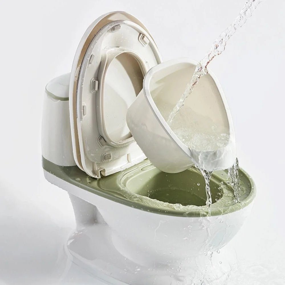 توالت آموزشی کودک Babycare - صندلی توالت فرنگی قابل حمل با درب، دسته، پشتی، کاسه جداشدنی و پایه ضد لغزش برای کودکان نوپا، رنگ های متنوع (آبی مونین)