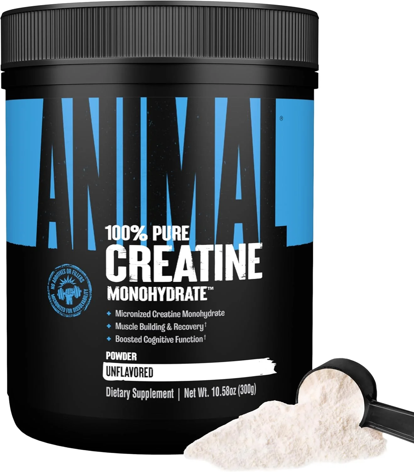 کراتین میکرونیزه Animal - تاخیر در خستگی عضلات، افزایش استقامت، تقویت قدرت - مکمل کراتین مونوهیدرات برای مردان و زنان - 300 گرم
