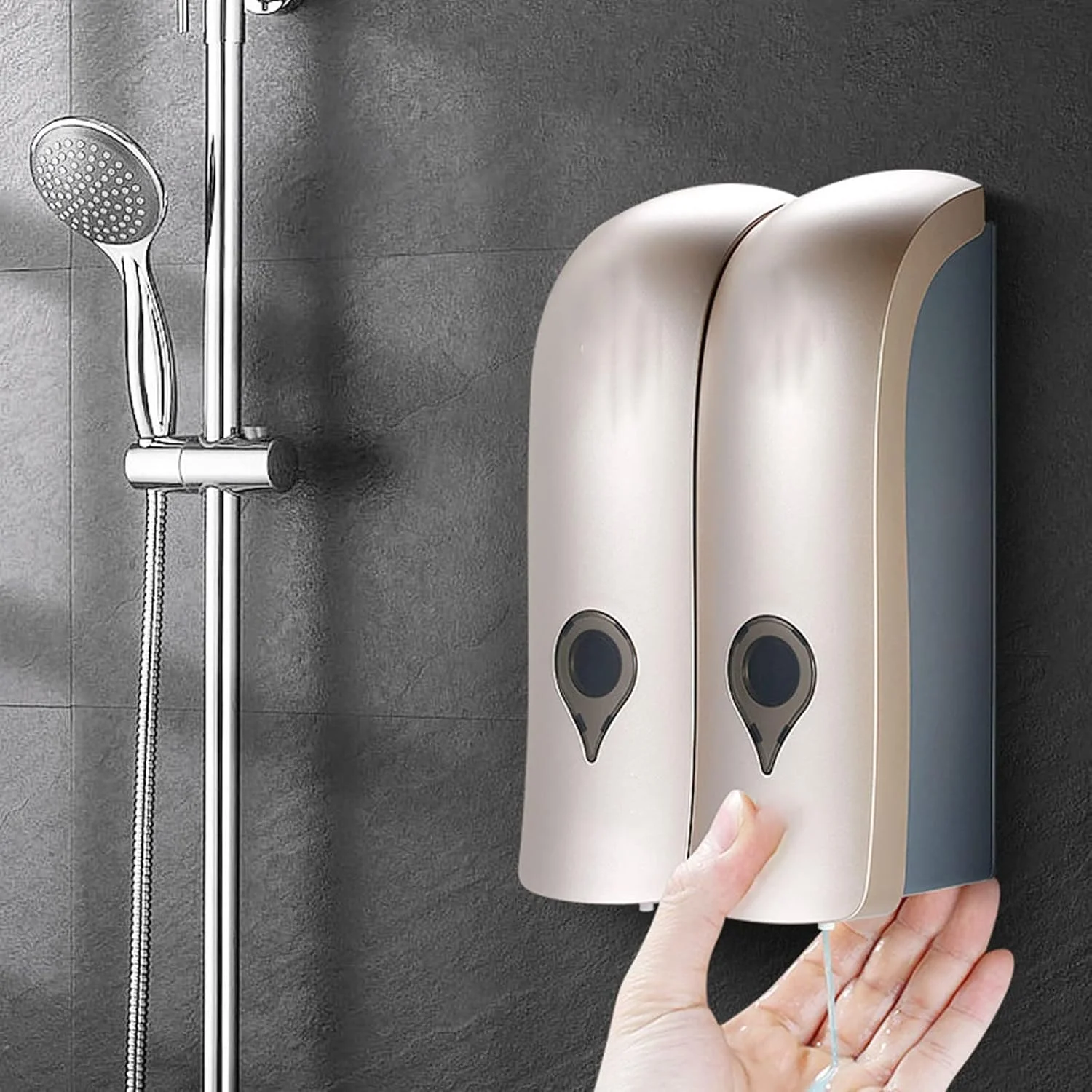 جامایع صابون TEDNIDS مناسب حمام، 300 میلی لیتر * 2، جامایع صابون و شامپو با چسب خودکار، نصب دیواری، دستی، مناسب حمام، ژل دوش، نگهدارنده مایع