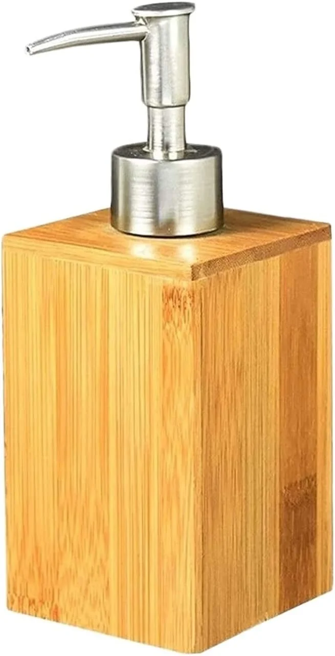 جا مایع صابون بامبو طبیعی، ساخته شده از بامبو پایدار، جا مایع شیک برای سینک آشپزخانه و حمام