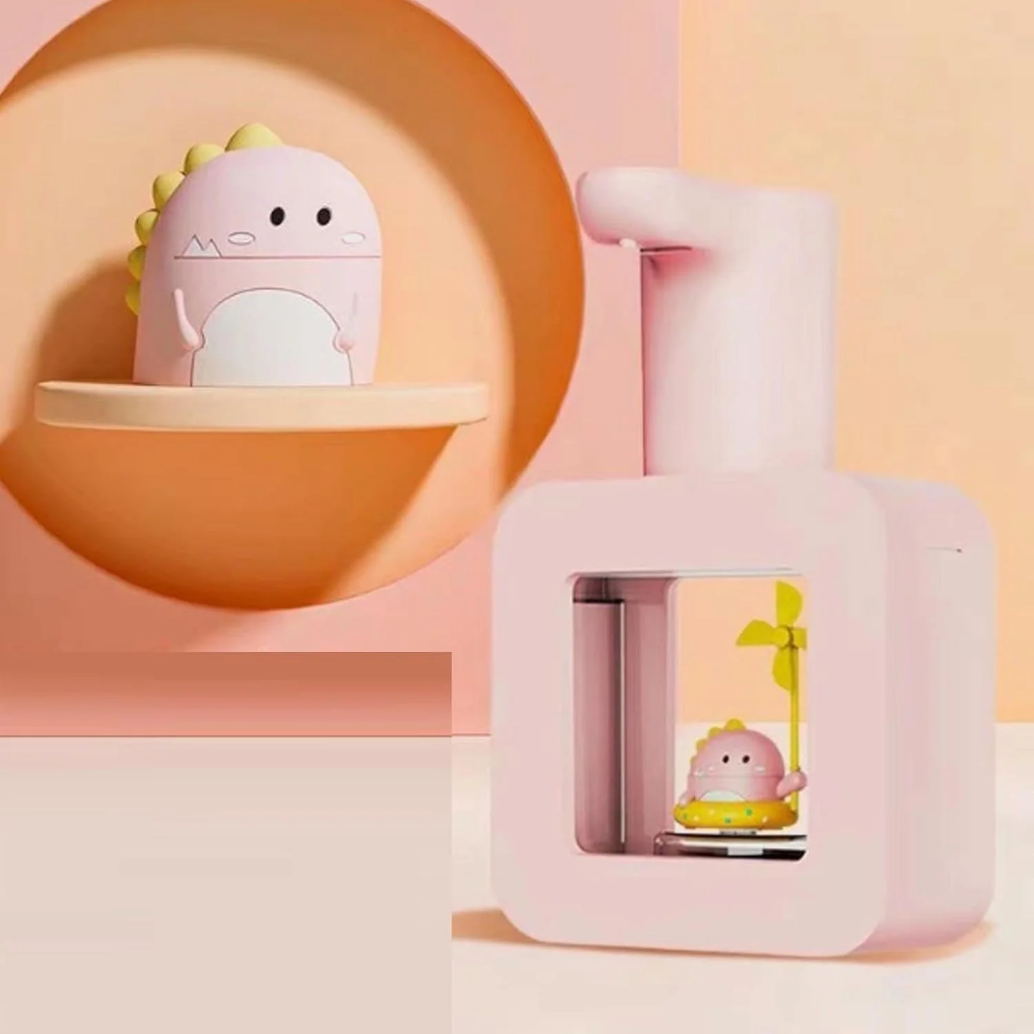 دستگاه صابون اتوماتیک Yechiry، دستگاه صابون کارتونی کودکانه 565 میلی لیتری، نصب دیواری بدون لمس کارتونی برای شستشوی دست کودکانه برای حمام قابل شارژ (A)
