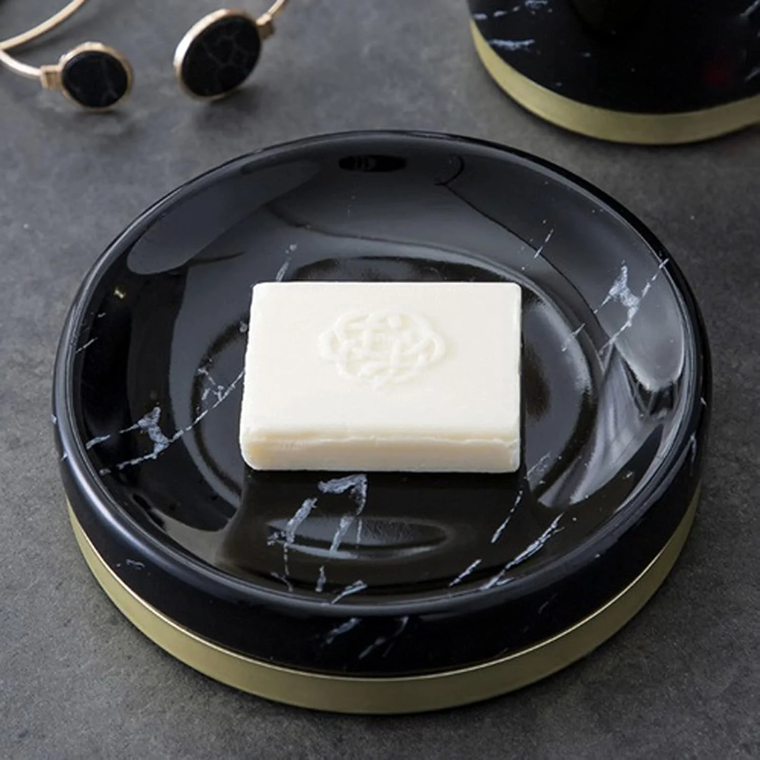 جا مایع دستشویی طرح سنگ مرمر سیاه و سفید، ست 6 تکه جا مایع ظرفشویی سرامیکی، مناسب منزل، هتل، حمام، آشپزخانه، لوازم جانبی حمام هتل، جا لوسیون