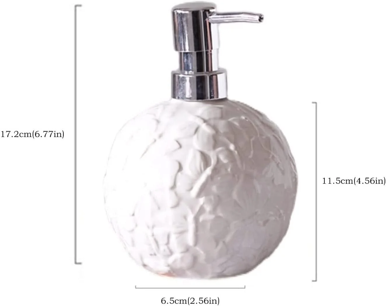 جامایع صابون پمپی، جا مایع سرامیکی، بطری فشاری، بطری سفید ساده حکاکی شده، مناسب تزئین حمام و آشپزخانه