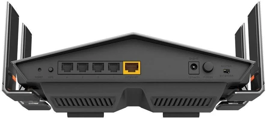 روتر بی سیم دی-لینک AC1900 دو بانده (11a/b/g/n/ac)، دارای 4 پورت گیگابیتی، 4 آنتن خارجی با بهره بالا، سوییچ حالت روتر/اکستندر، دوشاخه قابل تعویض UK/EU روتر بی سیم دی-لینک AC1900 دو بانده (11a/b/g/n/ac)، دارای 4 پورت گیگابیتی، 4 آنتن خارجی با بهره بالا، سوییچ حالت روتر/اکستندر، دوشاخه قابل تعویض UK/EU