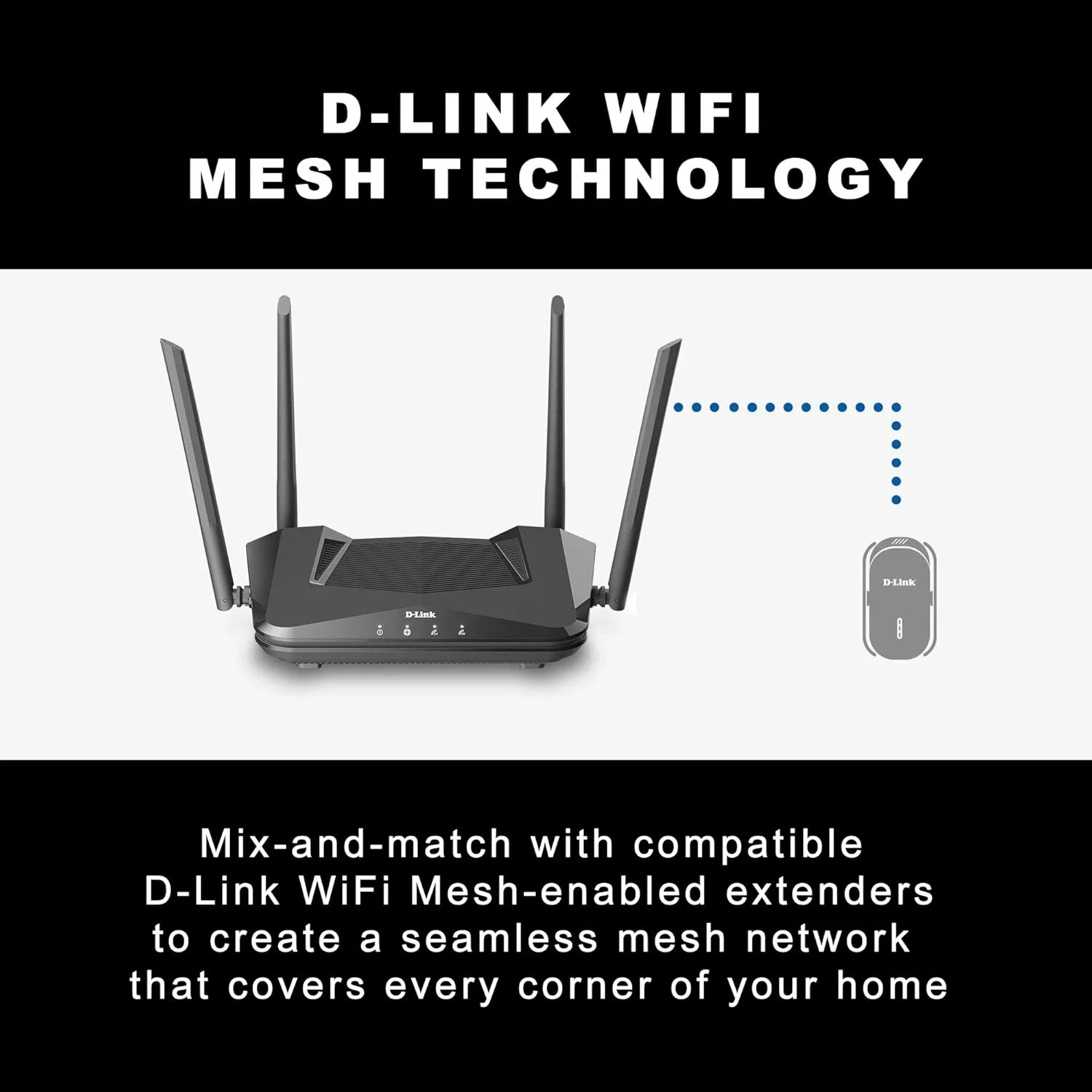 روتر وای فای 6 دی-لینک EXO مدل AX1500 MU-MIMO با کنترل صوتی، دو بانده، گیگابیتی، مناسب بازی، شبکه اینترنت با عملکرد پرسرعت WP3 (DIR-X1560-US)، مشکی روتر وای فای 6 دی-لینک EXO مدل AX1500 MU-MIMO با کنترل صوتی، دو بانده، گیگابیتی، مناسب بازی، شبکه اینترنت با عملکرد پرسرعت WP3 (DIR-X1560-US)، مشکی