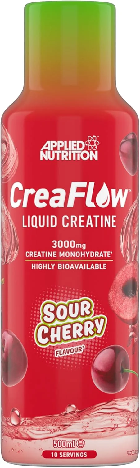 کراتین مایع اپلاید نوتریشن CreaFlow™، 3000 میلی گرم کراتین در هر وعده، از پیش مخلوط شده برای جذب و عملکرد بالا، کراتین مونوهیدرات، افزایش قدرت و رشد عضلات، 500 میلی لیتر (10 وعده) (آلبالو ترش)