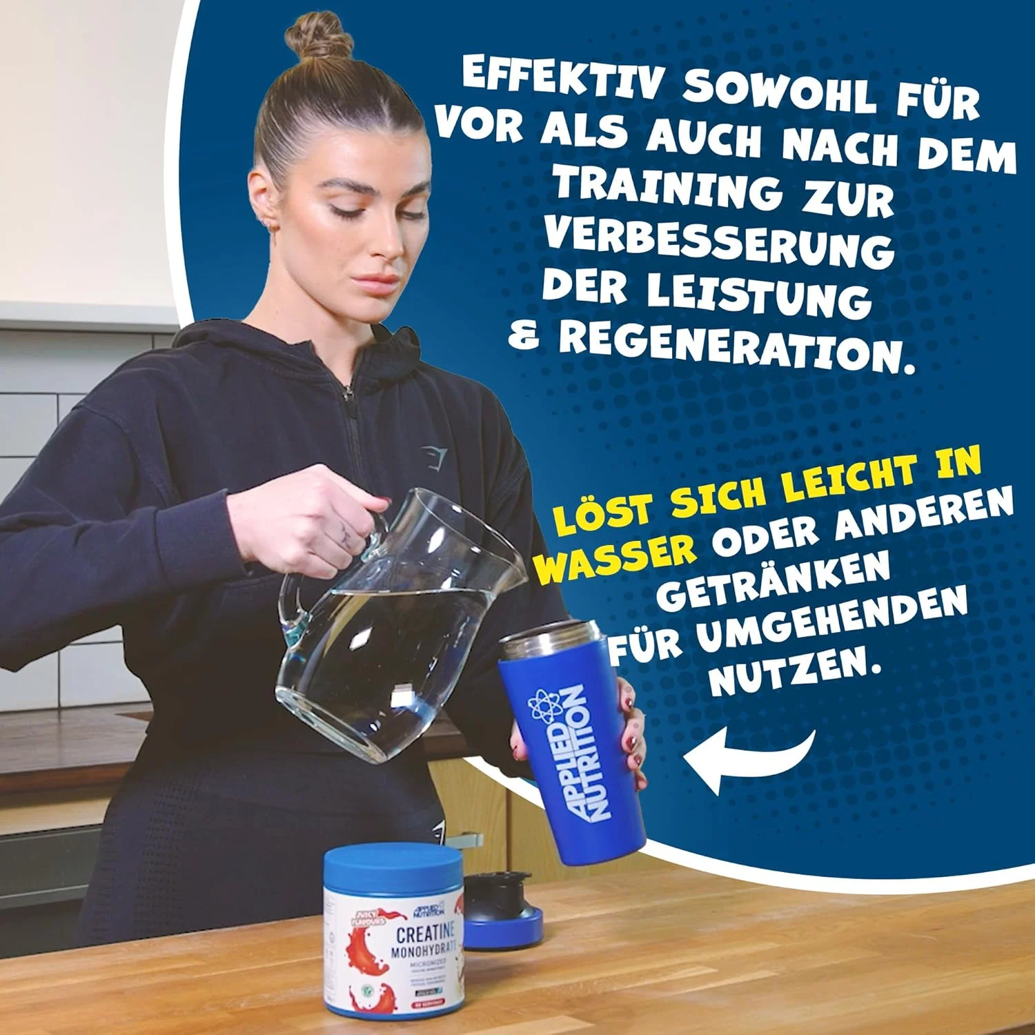 پودر کراتین مونوهیدرات Applied Nutrition، ۲۵۰ گرم – ۱۰۰٪ کراتین میکرونیزه – ۵ گرم در هر وعده – بدون طعم – پشتیبانی از عملکرد با شدت بالا – ۵۰ وعده پودر کراتین مونوهیدرات Applied Nutrition، ۲۵۰ گرم – ۱۰۰٪ کراتین میکرونیزه – ۵ گرم در هر وعده – بدون طعم – پشتیبانی از عملکرد با شدت بالا – ۵۰ وعده