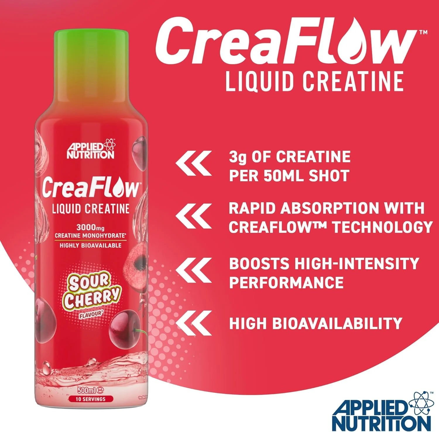 کراتین مایع اپلاید نوتریشن CreaFlow™، 3000 میلی گرم کراتین در هر وعده، از پیش مخلوط شده برای جذب و عملکرد بالا، کراتین مونوهیدرات، افزایش قدرت و رشد عضلات، 500 میلی لیتر (10 وعده) (آلبالو ترش) کراتین مایع اپلاید نوتریشن CreaFlow™، 3000 میلی گرم کراتین در هر وعده، از پیش مخلوط شده برای جذب و عملکرد بالا، کراتین مونوهیدرات، افزایش قدرت و رشد عضلات، 500 میلی لیتر (10 وعده) (آلبالو ترش)