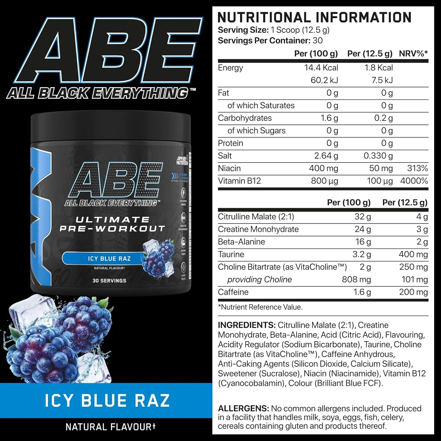 بسته تغذیه کاربردی ABE قبل از تمرین 375 گرم + شیکر مشکی ABE 700 میلی لیتر | پودر قبل از تمرین All Black Everything، نوشیدنی انرژی زا، عملکرد فیزیکی، کراتین، بتا آلانین، کافئین (یخی بلورزبری) بسته تغذیه کاربردی ABE قبل از تمرین 375 گرم + شیکر مشکی ABE 700 میلی لیتر | پودر قبل از تمرین All Black Everything، نوشیدنی انرژی زا، عملکرد فیزیکی، کراتین، بتا آلانین، کافئین (یخی بلورزبری)