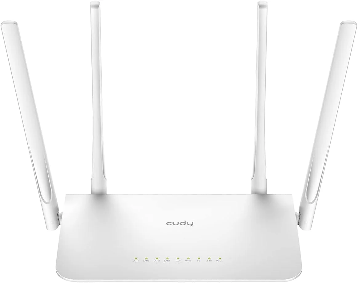 مودم روتر وای فای گیگابیتی هوشمند Cudy AC1200، روتر اینترنت بی سیم دو بانده 5 گیگاهرتز، LAN 1000 مگابیت بر ثانیه، آنتن 5 dBi برای برد طولانی، VPN، وای فای مهمان و حالت AP، مدل WR1300