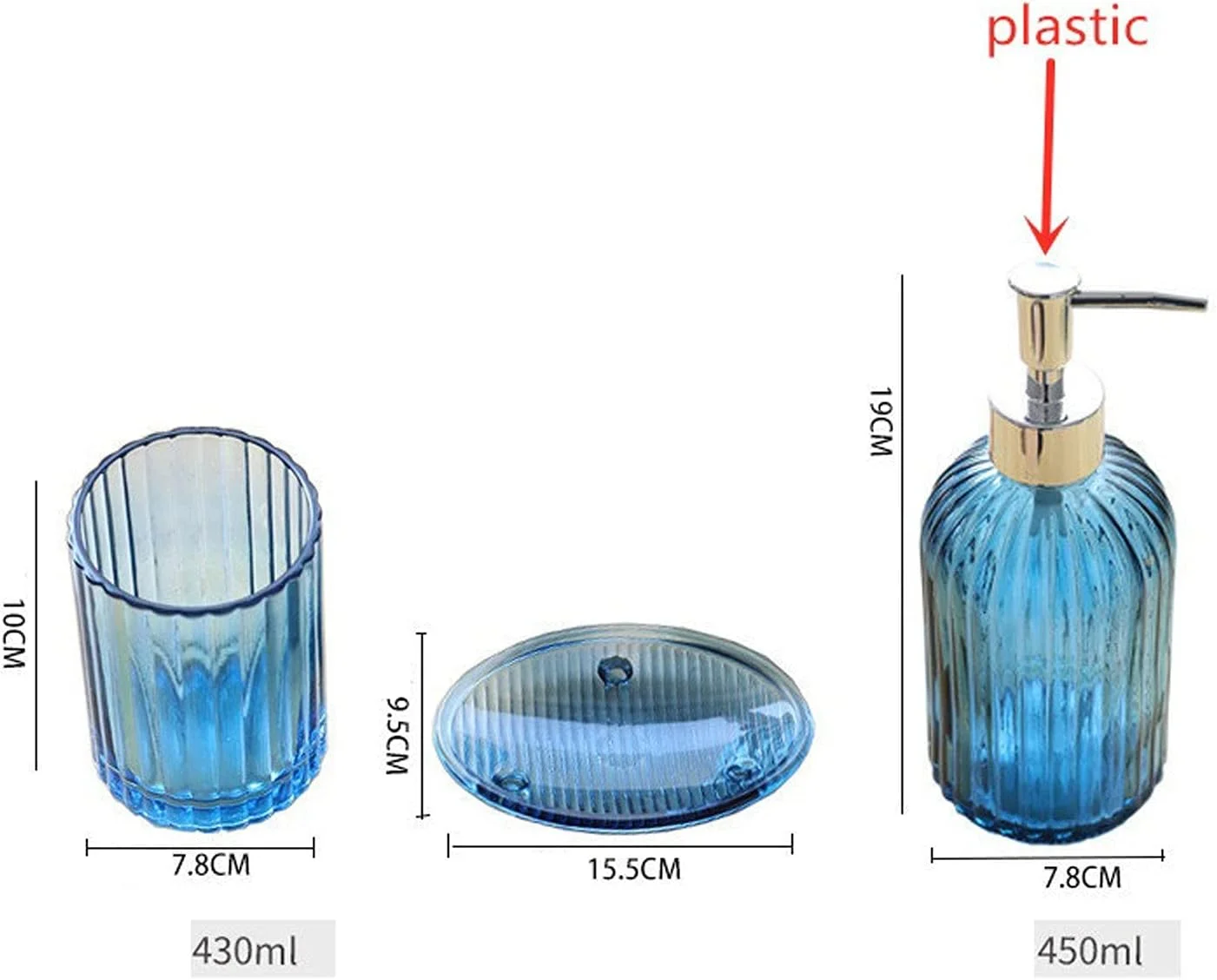 جا مایع ظرفشویی شیشه ای راه راه، ست 3 تکه لوازم جانبی مدرن حمام، مناسب منزل، هتل، آشپزخانه و سرویس بهداشتی جا مایع ظرفشویی شیشه ای راه راه، ست 3 تکه لوازم جانبی مدرن حمام، مناسب منزل، هتل، آشپزخانه و سرویس بهداشتی