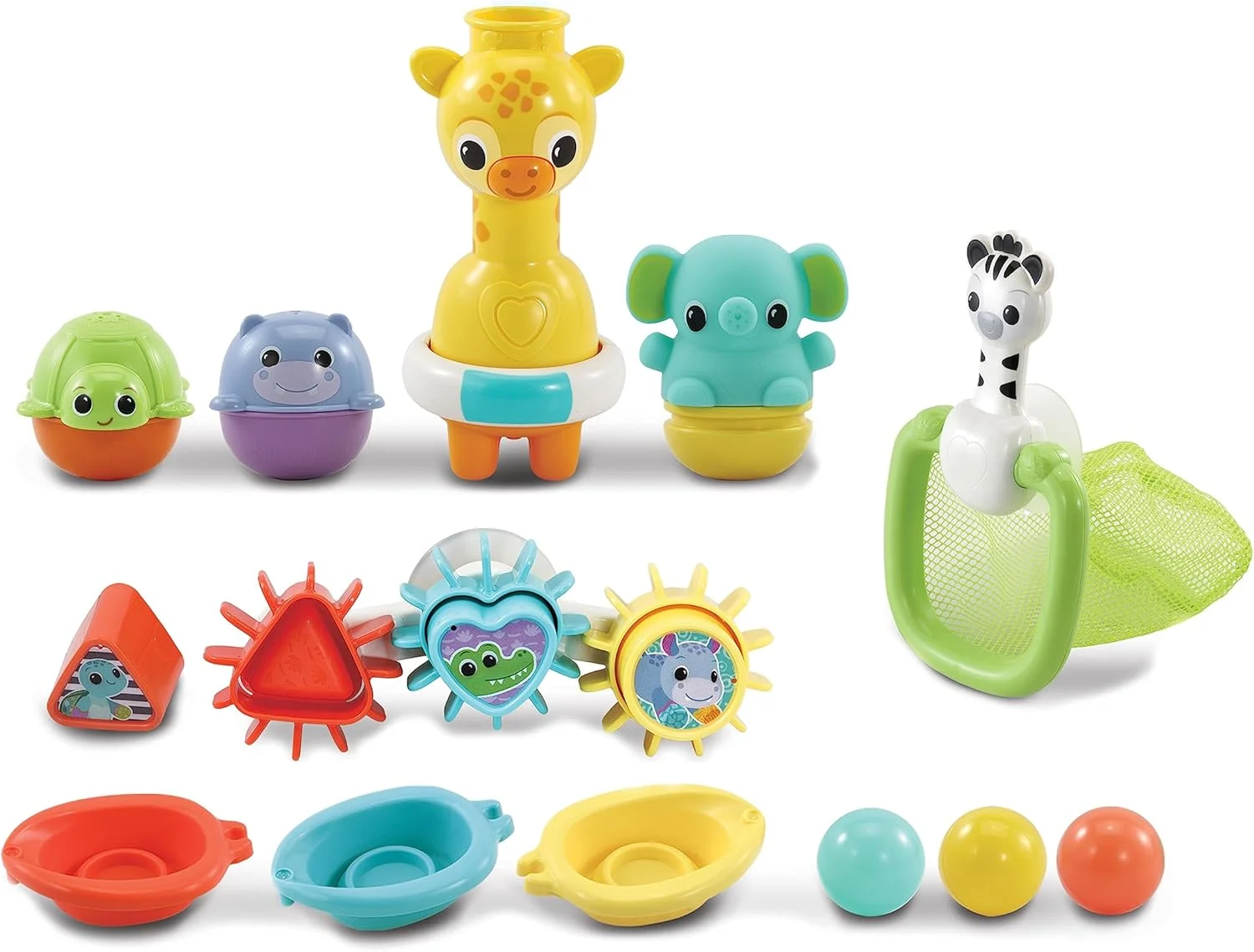 ست حمام 6 در 1 VTech، اسباب بازی وان حمام با بیش از 10 لوازم جانبی شامل قایق های چیدنی و متصل شونده، مرتب کننده اشکال، توپ های رنگارنگ، هدیه زمان حمام برای نوزادان و کودکان 0، 6، 12 ماهه و بالاتر، نسخه انگلیسی ست حمام 6 در 1 VTech، اسباب بازی وان حمام با بیش از 10 لوازم جانبی شامل قایق های چیدنی و متصل شونده، مرتب کننده اشکال، توپ های رنگارنگ، هدیه زمان حمام برای نوزادان و کودکان 0، 6، 12 ماهه و بالاتر، نسخه انگلیسی