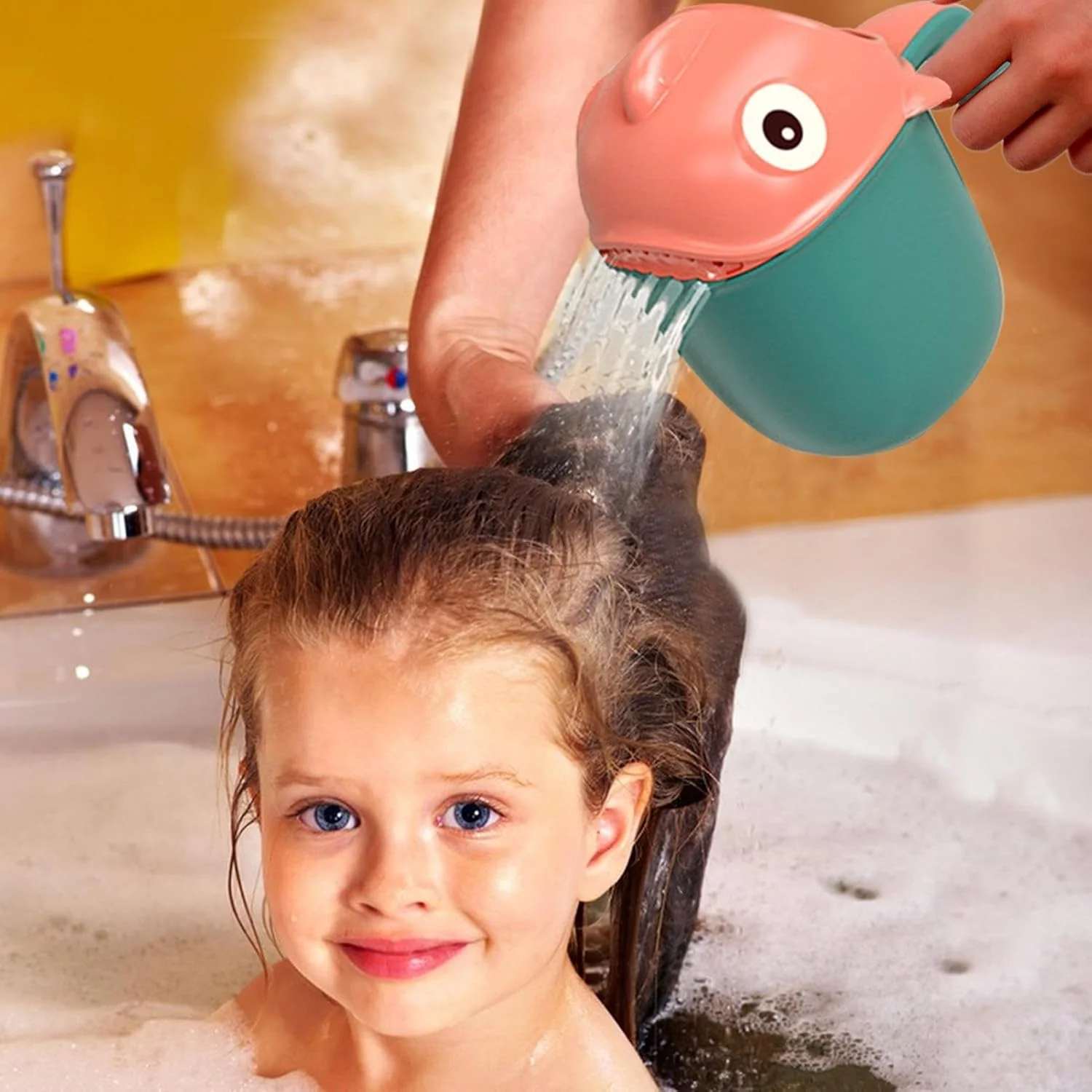 فنجان شستشوی بامزه، آبشار شامپو برای کودکان، فنجان شستشوی موی کودک چند منظوره، قاشق آبپاش دوش، لوازم جانبی حمام برای وان کودک