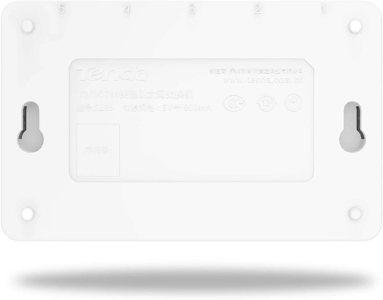 سوئیچ دسکتاپ Tenda S105، 5 پورت RJ45 10/100 مگابیت بر ثانیه، Plug & Play، سفید نو