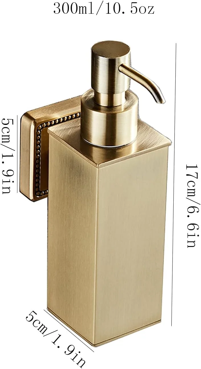 جامایع دیواری استیل، جا شامپو و مایع دستشویی مناسب برای حمام و آشپزخانه، طلایی، 300 میلی لیتر (رنگ: متالیک 2)