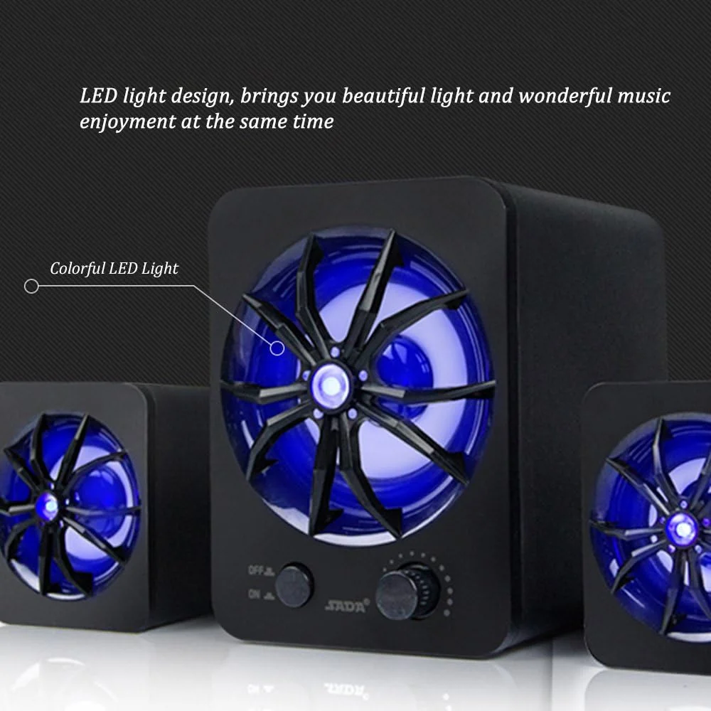 اسپیکر کامپیوتر Fawoonu مدل D-207، اسپیکر ترکیبی سیمی USB با نور LED رنگارنگ، استریو باس، پخش کننده موسیقی ساب ووفر برای کامپیوتر رومیزی، لپ تاپ، تبلت، تلفن هوشمند اسپیکر کامپیوتر Fawoonu مدل D-207، اسپیکر ترکیبی سیمی USB با نور LED رنگارنگ، استریو باس، پخش کننده موسیقی ساب ووفر برای کامپیوتر رومیزی، لپ تاپ، تبلت، تلفن هوشمند