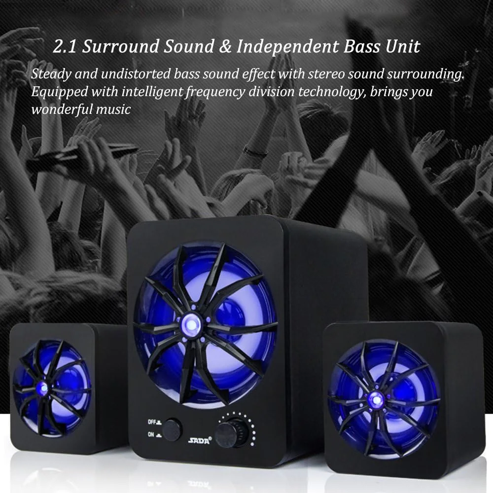 اسپیکر کامپیوتر Fawoonu مدل D-207، اسپیکر ترکیبی سیمی USB با نور LED رنگارنگ، استریو باس، پخش کننده موسیقی ساب ووفر برای کامپیوتر رومیزی، لپ تاپ، تبلت، تلفن هوشمند اسپیکر کامپیوتر Fawoonu مدل D-207، اسپیکر ترکیبی سیمی USB با نور LED رنگارنگ، استریو باس، پخش کننده موسیقی ساب ووفر برای کامپیوتر رومیزی، لپ تاپ، تبلت، تلفن هوشمند