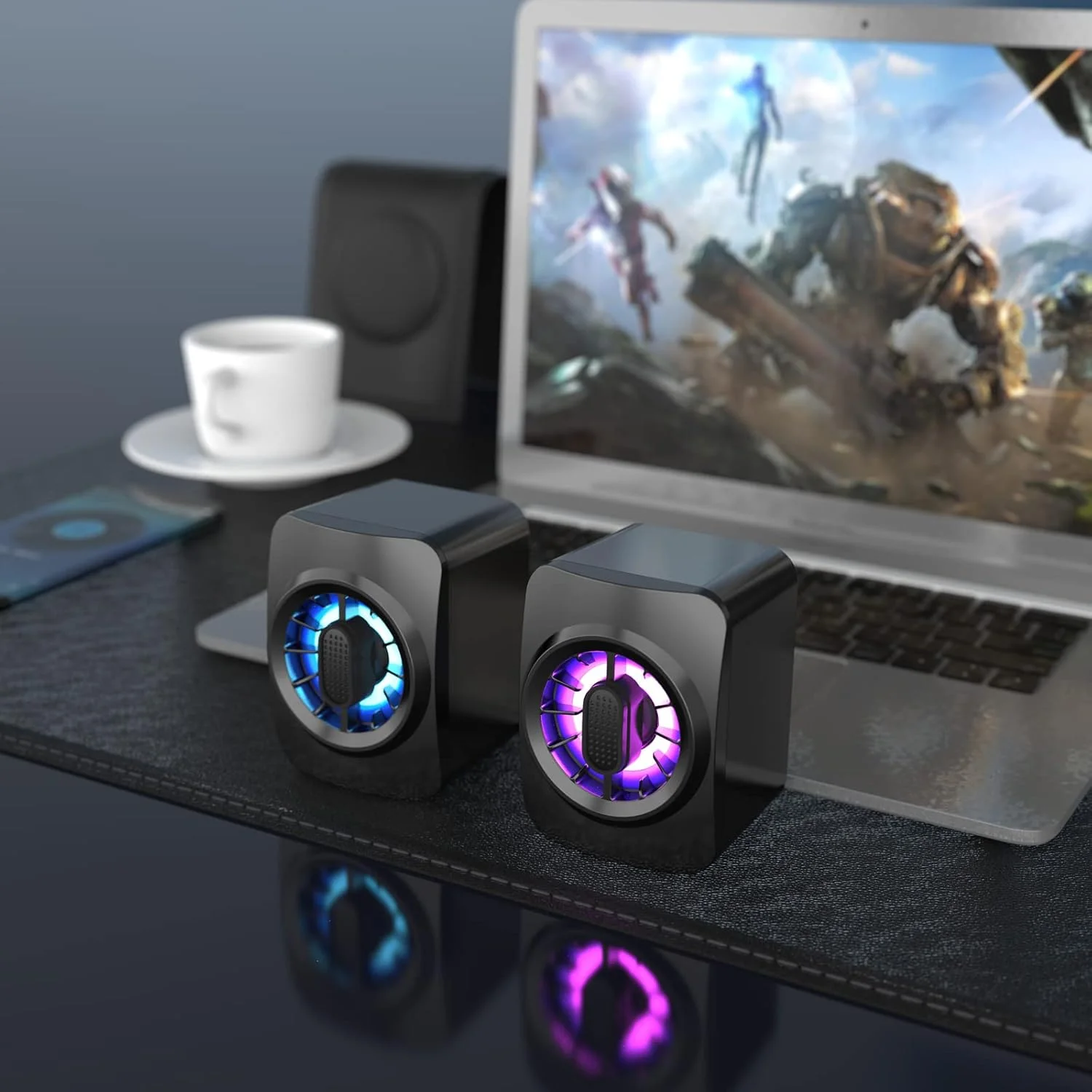 اسپیکر کامپیوتر Fawoonu A1، اسپیکر مینی قابل حمل RGB، اسپیکر سیمی USB با توان 3.5 میلیمتری، ساب ووفر 6 واتی با کنترل برای لپتاپ، کامپیوتر رومیزی، تبلت، کامپیوتر شخصی، تلفن هوشمند اسپیکر کامپیوتر Fawoonu A1، اسپیکر مینی قابل حمل RGB، اسپیکر سیمی USB با توان 3.5 میلیمتری، ساب ووفر 6 واتی با کنترل برای لپتاپ، کامپیوتر رومیزی، تبلت، کامپیوتر شخصی، تلفن هوشمند