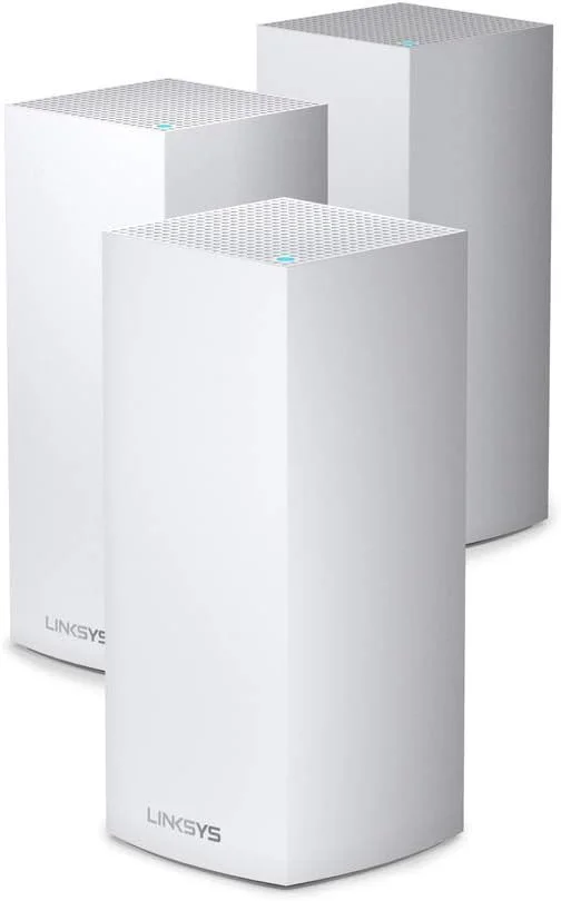 سیستم وای فای 6 مش تری-باند Linksys Velop MX12600 (MX4200) برای کل خانه، روتر وای فای، توسعه دهنده و تقویت کننده تا 836 متر مربع، سرعت 3.5 برابر سریعتر برای 120+ دستگاه، MU-MIMO و کنترل والدین - بسته 3 عددی، سفید