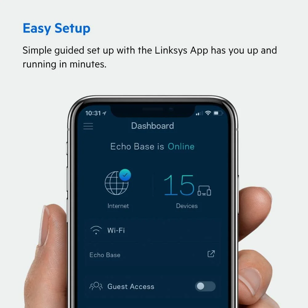 سیستم وای فای 6 مش تری-باند Linksys Velop MX12600 (MX4200) برای کل خانه، روتر وای فای، توسعه دهنده و تقویت کننده تا 836 متر مربع، سرعت 3.5 برابر سریعتر برای 120+ دستگاه، MU-MIMO و کنترل والدین - بسته 3 عددی، سفید