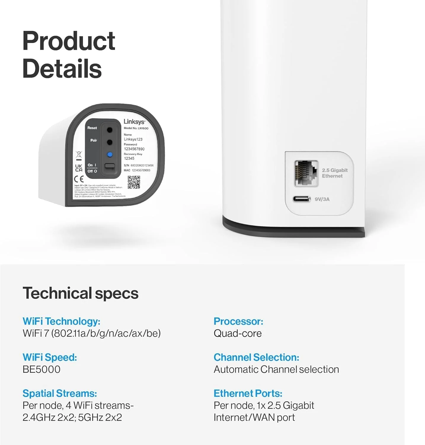 سیستم مش لینکسیس Velop Micro 7 | دو بانده با سرعت وای فای BE5000 | پوشش کل خانه تا 200 متر مربع در هر نود | اترنت 2.5 گیگابیت بر ثانیه | 1.8 برابر سریعتر از وای فای 6 (بسته 3 عددی)