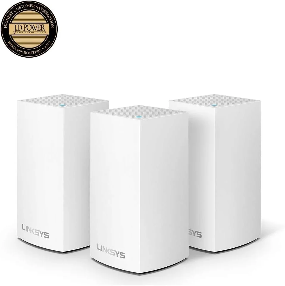 سیستم وای فای مش خانگی Linksys Velop، پوشش 4500 فوت مربع، پشتیبانی از 30+ دستگاه، سرعت تا (AC1300) 1.3 گیگابیت بر ثانیه - WHW0103