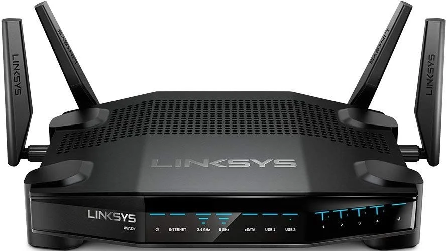 روتر گیمینگ وای فای Linksys WRT بهینه شده برای Xbox، موتور اولویت بندی Killer برای کاهش حداکثر پینگ و تاخیر، دو بانده، 4 پورت گیگابیتی، AC3200 (WRT32XB)