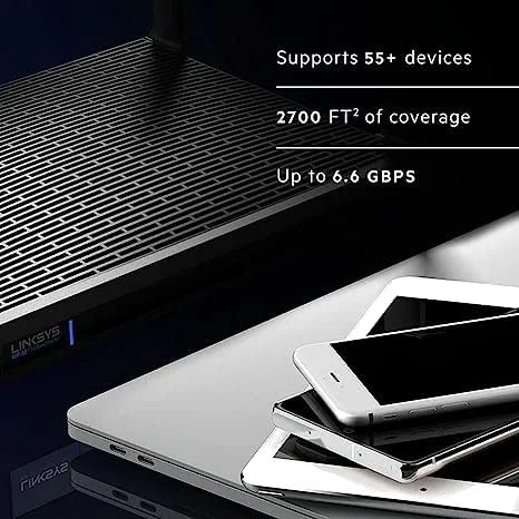 روتر سه بانده Linksys Mesh WiFi Hydra Pro 6E، روتر AXE پرسرعت برای استریم و بازی، سرعت تا (AXE6600) 6.6 گیگابیت بر ثانیه - MR7500/MR75WH (بازسازی شده)