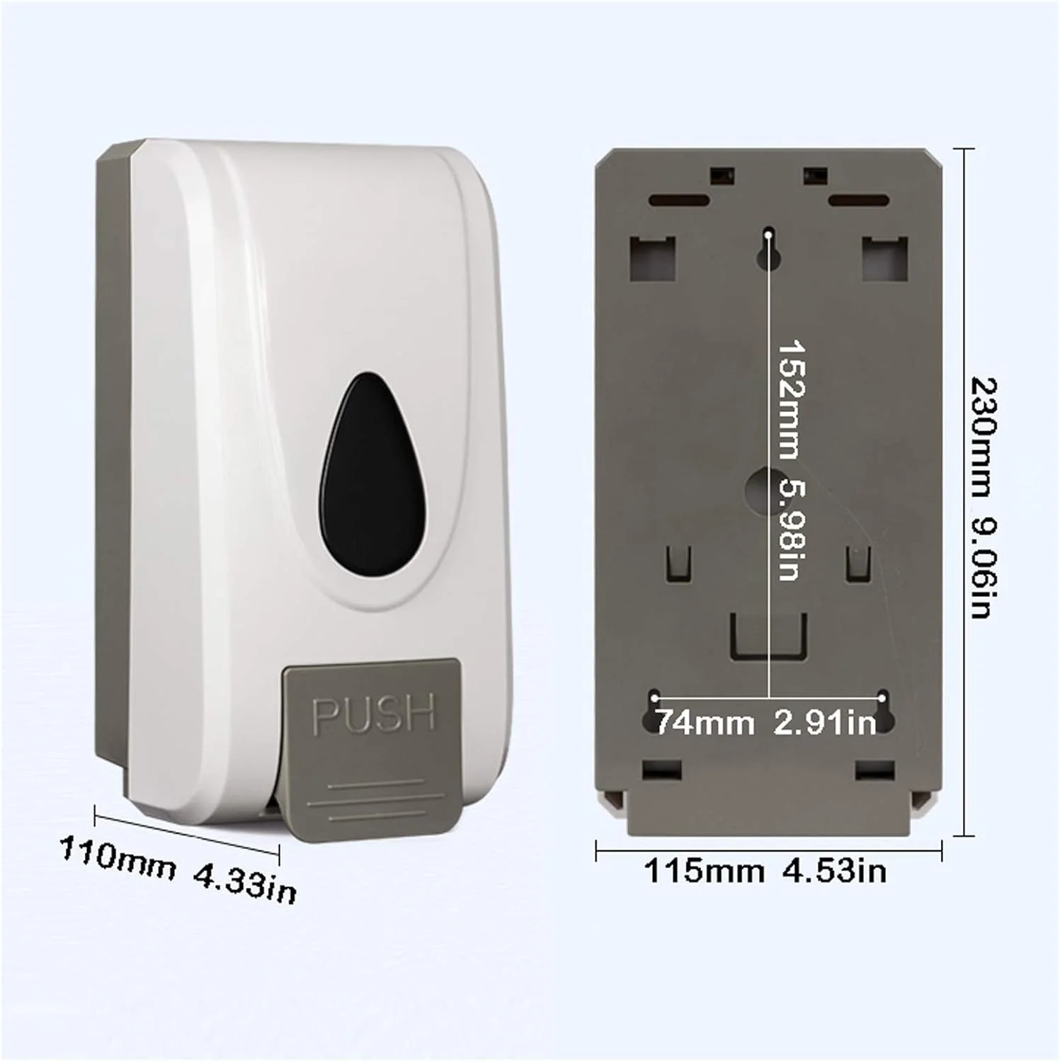 جامایع دستشویی دیواری، مناسب برای ژل/مایع 1000 میلی لیتری، برای مکان های عمومی/حمام، قابل شارژ مجدد