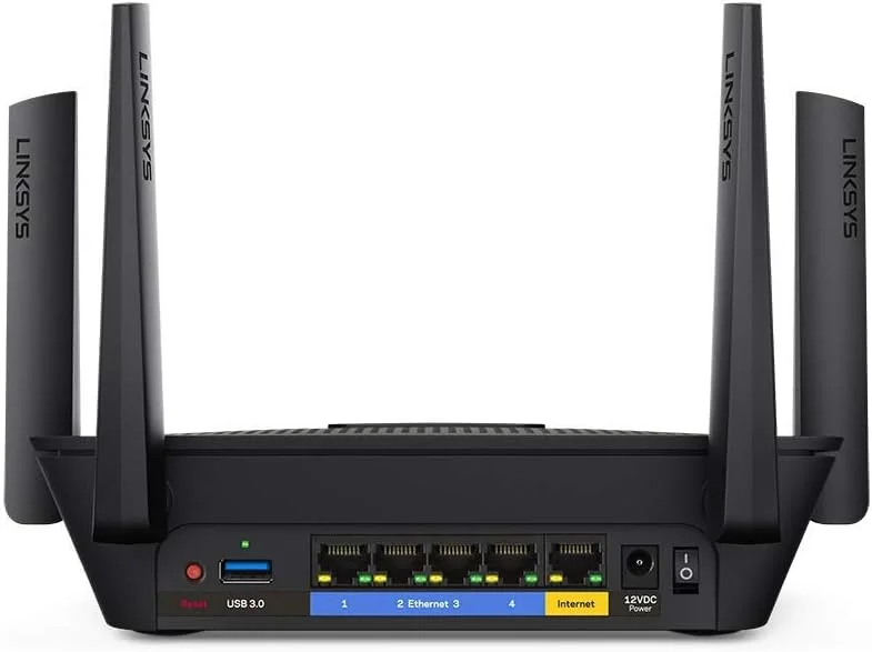 روتر وای فای سه باندی Linksys EA8300 Max-Stream AC2200 برای شبکه بی سیم خانگی، بازی و استریم بدون وقفه، MU-MIMO (مشکی)