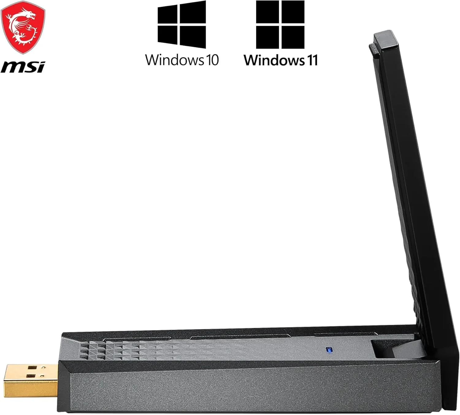آداپتور USB دو بانده MSI AX1800 WiFi 6 - WLAN تا 1800 مگابیت بر ثانیه (بی سیم 5 گیگاهرتز، 2.4 گیگاهرتز)، USB 3.2 Gen 1 Type-A، MU-MIMO، آنتن قابل تنظیم، Beamforming، WPA3 - پایه نگهدارنده سیمی گنجانده شده است آداپتور USB دو بانده MSI AX1800 WiFi 6 - WLAN تا 1800 مگابیت بر ثانیه (بی سیم 5 گیگاهرتز، 2.4 گیگاهرتز)، USB 3.2 Gen 1 Type-A، MU-MIMO، آنتن قابل تنظیم، Beamforming، WPA3 - پایه نگهدارنده سیمی گنجانده شده است