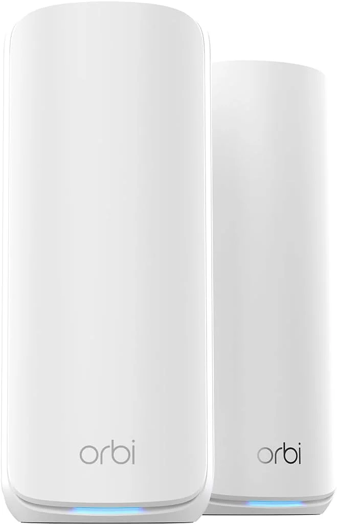 سیستم مش وای فای 7 سه باندی NETGEAR Orbi سری 870 (RBE872) - روتر + 1 توسعه دهنده ماهواره ای، ویژگی های امنیتی، تا 21 گیگابیت بر ثانیه، پوشش تا 6000 فوت مربع، 150 دستگاه، پورت اینترنت 10 گیگ، BE21000