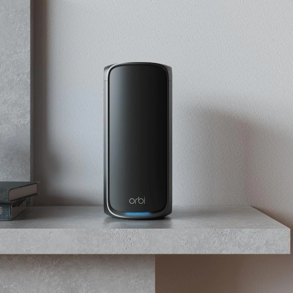 سیستم شبکه مش وای فای 7 چهار بانده Netgear Orbi سری 970 مدل RBE973S، روتر + 2 توسعه دهنده ماهواره ای، پوشش تا 930 متر مربع، 200 دستگاه، پورت اینترنت 10 گیگ، BE27000 تا 27 گیگابیت بر ثانیه - مشکی سیستم شبکه مش وای فای 7 چهار بانده Netgear Orbi سری 970 مدل RBE973S، روتر + 2 توسعه دهنده ماهواره ای، پوشش تا 930 متر مربع، 200 دستگاه، پورت اینترنت 10 گیگ، BE27000 تا 27 گیگابیت بر ثانیه - مشکی