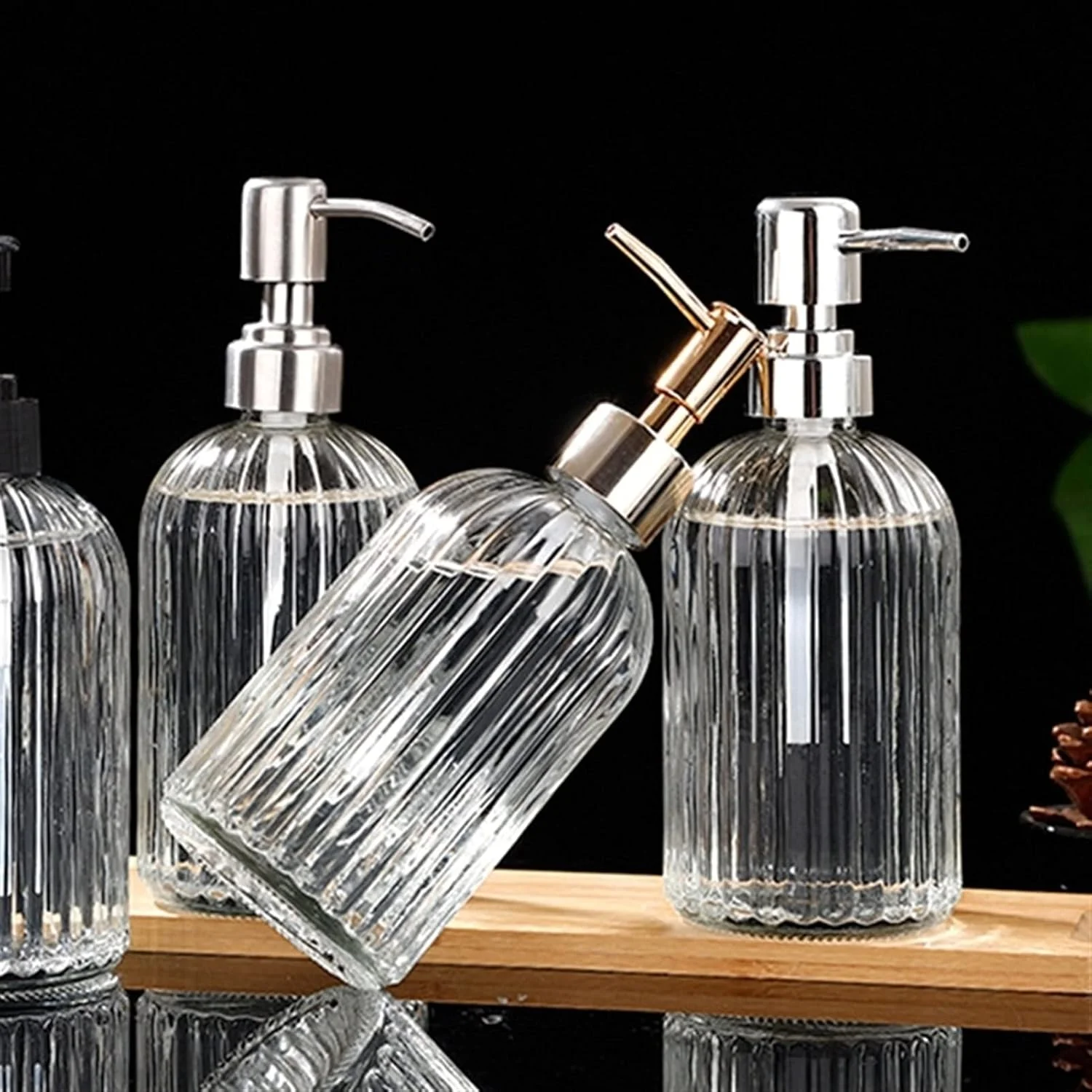 ظرف صابون 400 میلی لیتری شیشه ای قابل پر کردن مجدد برای پیشخوان حمام، آشپزخانه، بطری خالی صابون، لوازم جانبی حمام هتل خانگی ظرف صابون 400 میلی لیتری شیشه ای قابل پر کردن مجدد برای پیشخوان حمام، آشپزخانه، بطری خالی صابون، لوازم جانبی حمام هتل خانگی