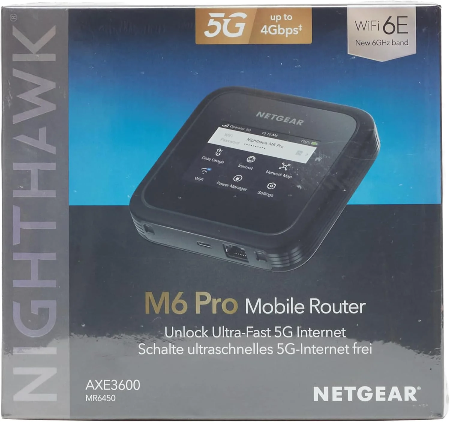 روتر هات اسپات موبایل NETGEAR M6 Pro 5G WiFi 6E، آنلاک شده، تا 4 گیگابیت بر ثانیه، مشکی
