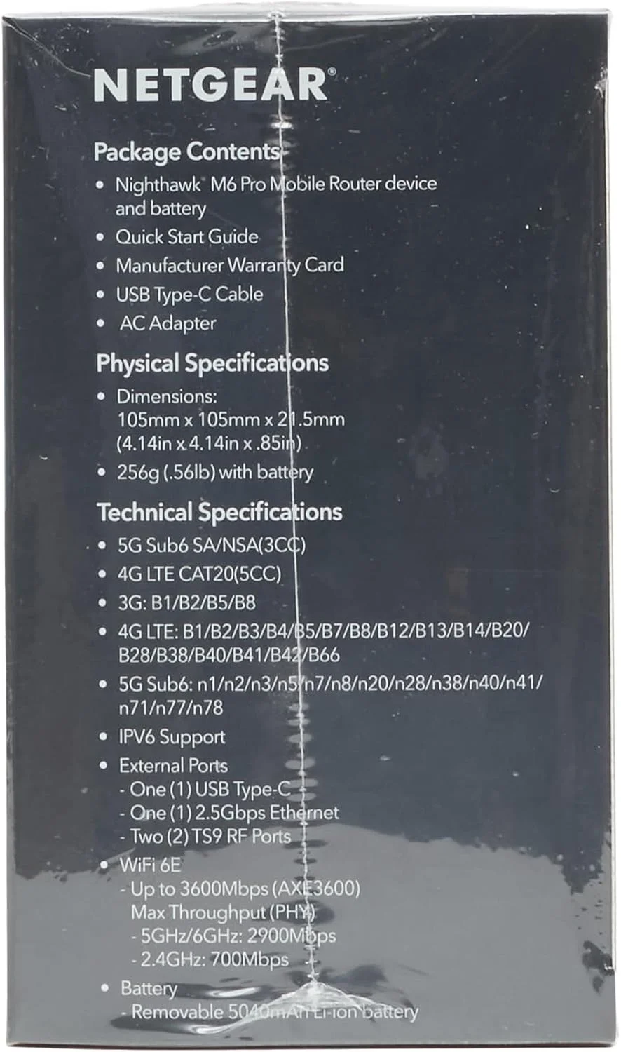 روتر هات اسپات موبایل NETGEAR M6 Pro 5G WiFi 6E، آنلاک شده، تا 4 گیگابیت بر ثانیه، مشکی
