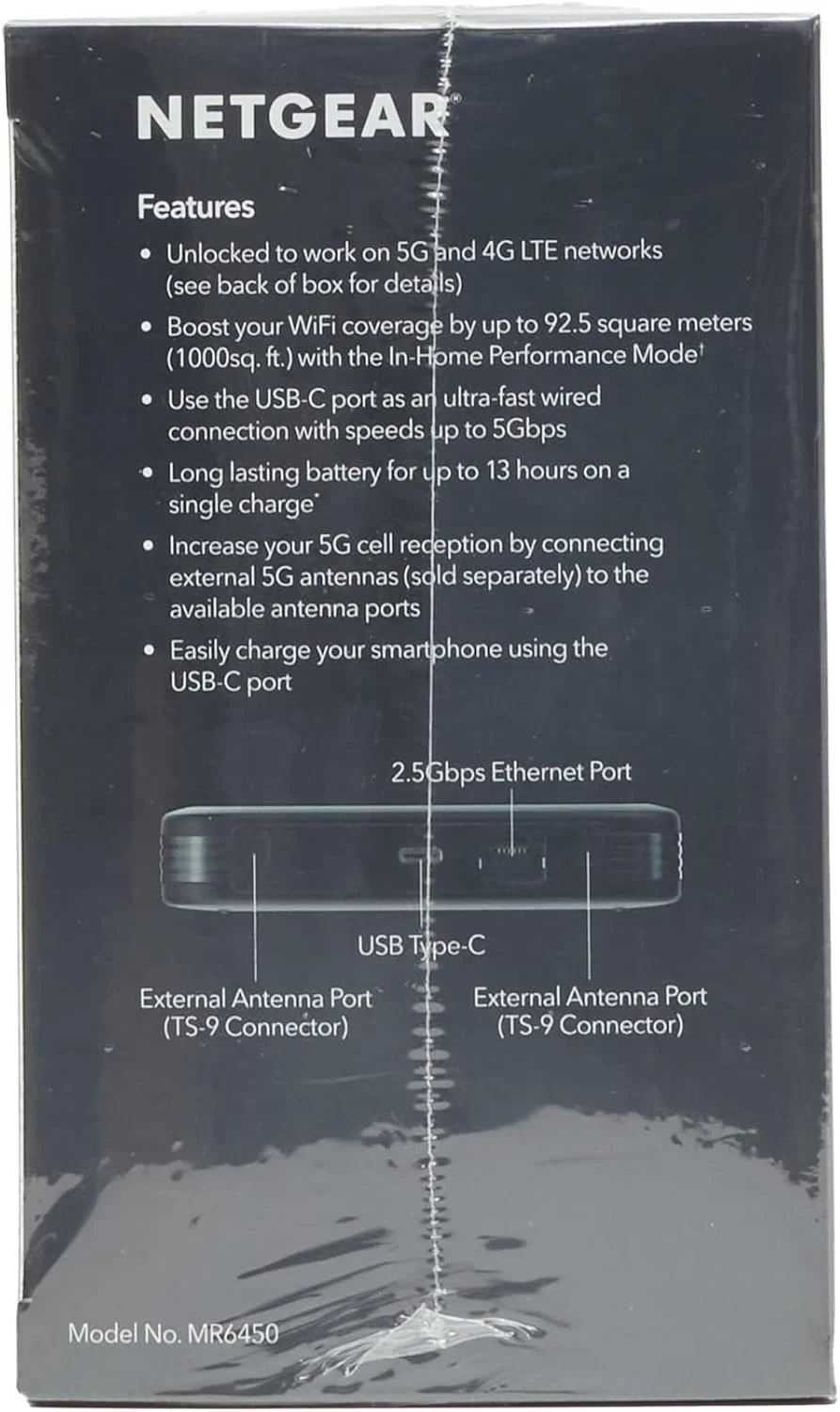 روتر هات اسپات موبایل NETGEAR M6 Pro 5G WiFi 6E، آنلاک شده، تا 4 گیگابیت بر ثانیه، مشکی