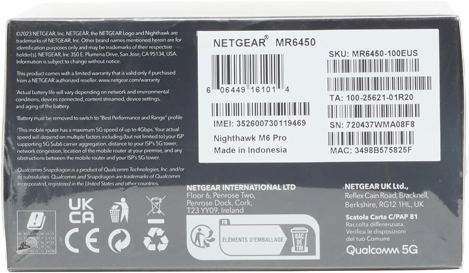 روتر هات اسپات موبایل NETGEAR M6 Pro 5G WiFi 6E، آنلاک شده، تا 4 گیگابیت بر ثانیه، مشکی
