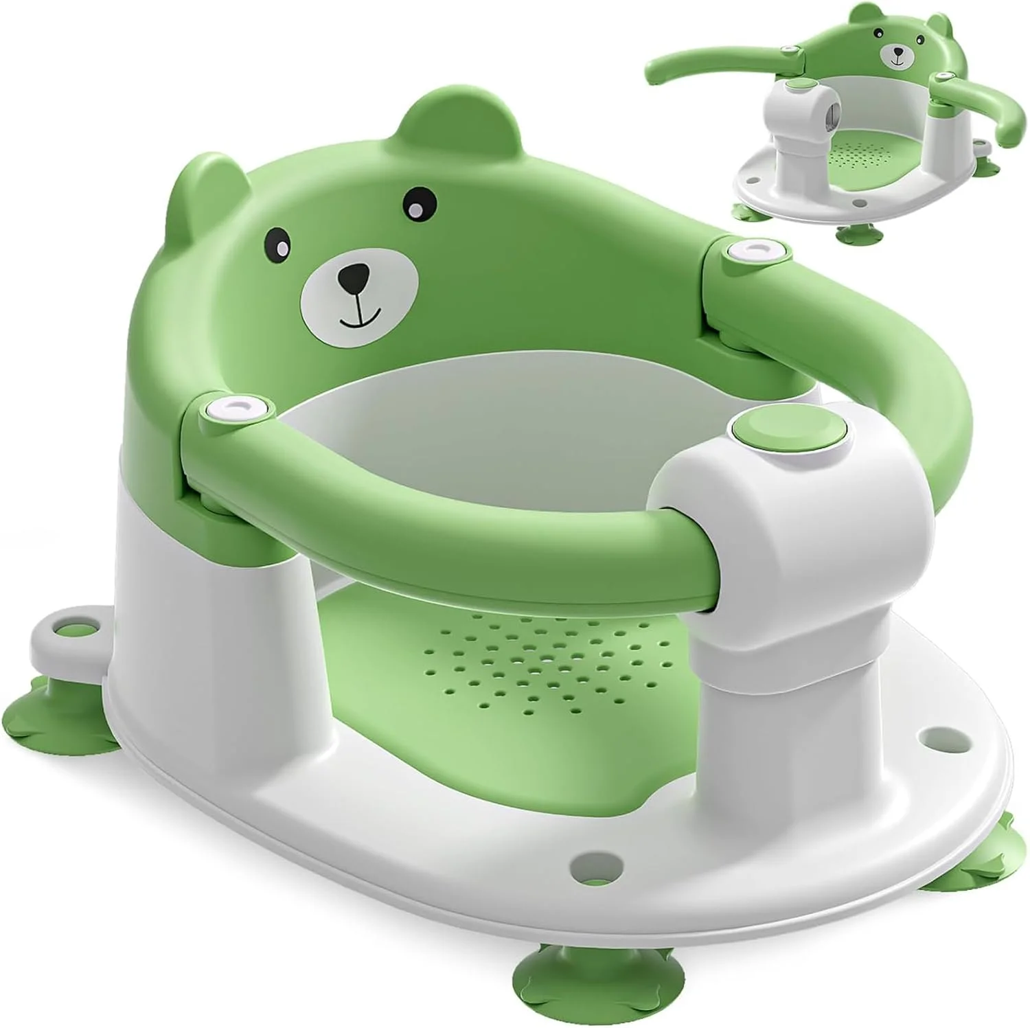 صندلی حمام کودک یو-هوم مناسب برای کودکان 6 ماهه و بالاتر، صندلی وان ضد لغزش با فنجان های مکش، کوسن نرم برای دوش، سبز صندلی حمام کودک یو-هوم مناسب برای کودکان 6 ماهه و بالاتر، صندلی وان ضد لغزش با فنجان های مکش، کوسن نرم برای دوش، سبز