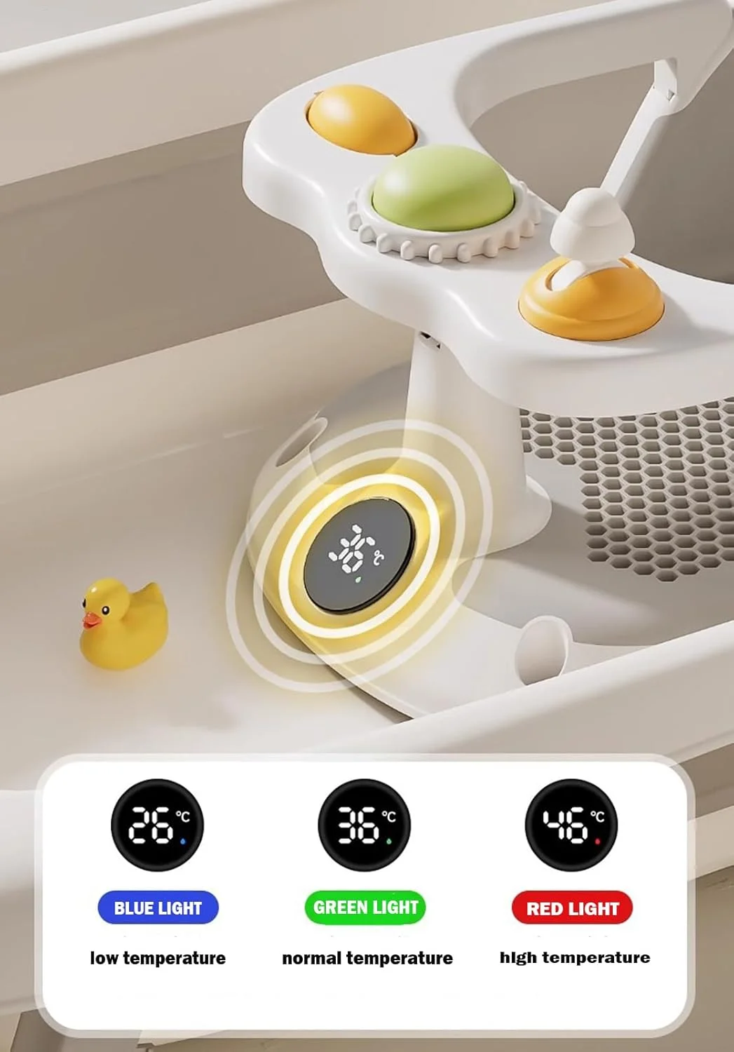 صندلی حمام کودک U-HOOME مناسب برای کودکان 6 ماهه و بالاتر، صندلی حمام ضد لغزش برای کودکانی که می نشینند، صندلی وان حمام کودک برای دوش، دارای تکیه گاه دست قابل جابجایی و کوسن نرم، لوازم ضروری حمام نوزاد