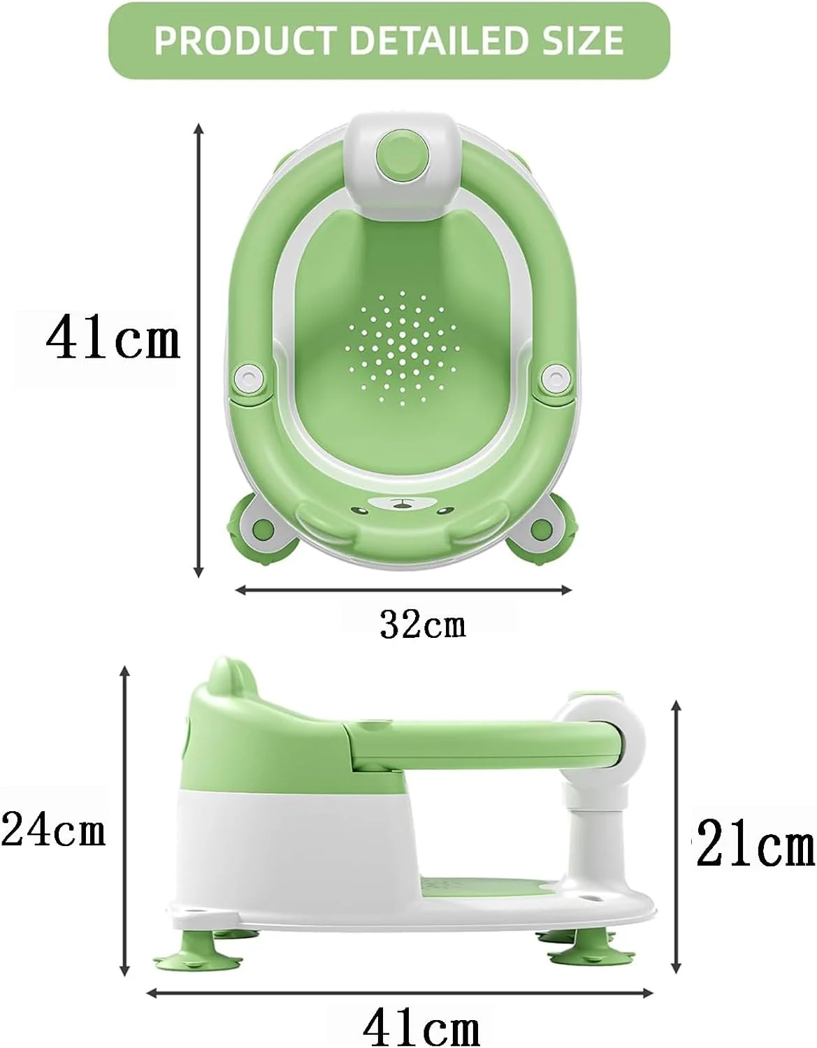 صندلی حمام کودک یو-هوم مناسب برای کودکان 6 ماهه و بالاتر، صندلی وان ضد لغزش با فنجان های مکش، کوسن نرم برای دوش، سبز صندلی حمام کودک یو-هوم مناسب برای کودکان 6 ماهه و بالاتر، صندلی وان ضد لغزش با فنجان های مکش، کوسن نرم برای دوش، سبز