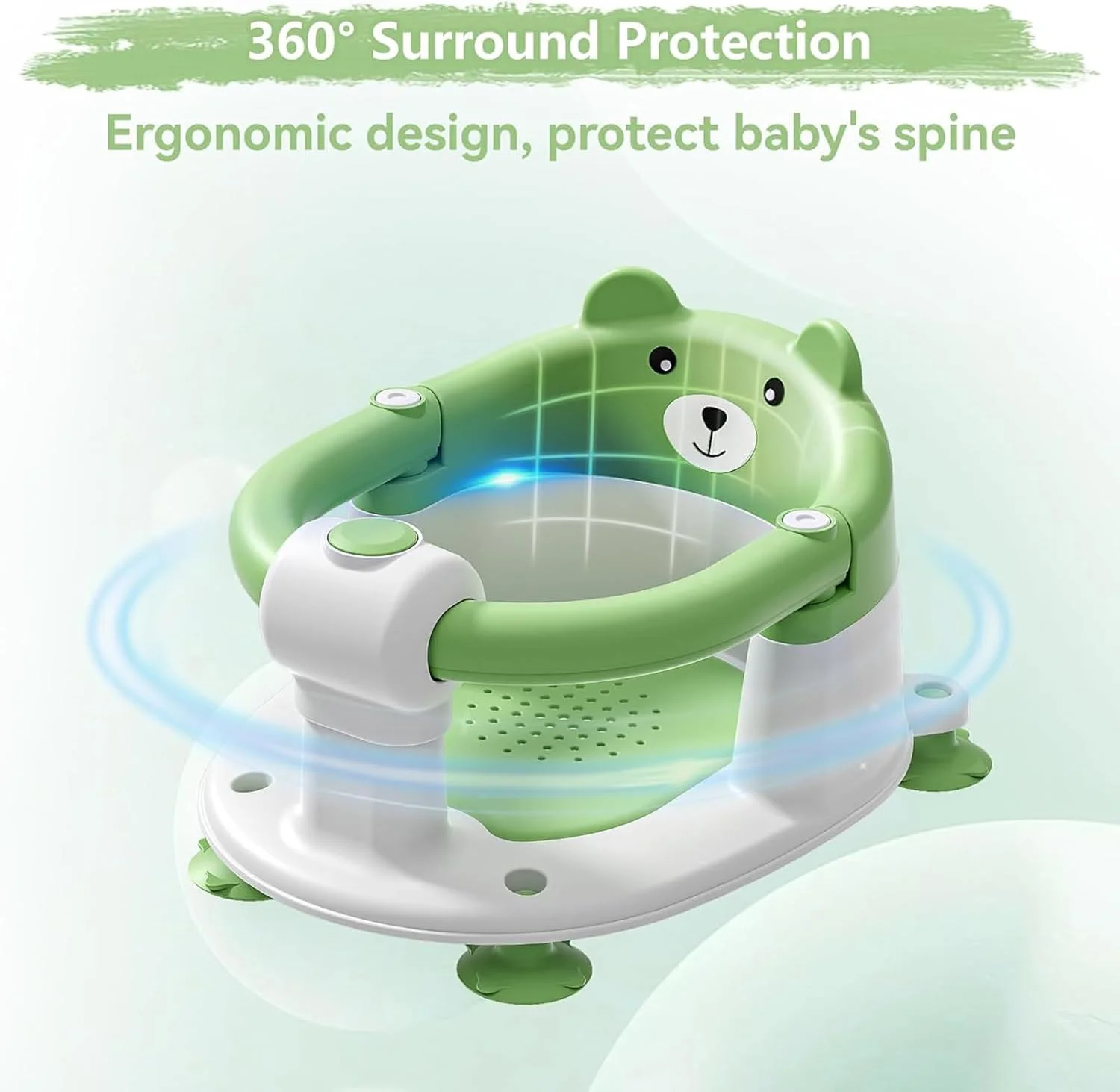 صندلی حمام کودک یو-هوم مناسب برای کودکان 6 ماهه و بالاتر، صندلی وان ضد لغزش با فنجان های مکش، کوسن نرم برای دوش، سبز صندلی حمام کودک یو-هوم مناسب برای کودکان 6 ماهه و بالاتر، صندلی وان ضد لغزش با فنجان های مکش، کوسن نرم برای دوش، سبز