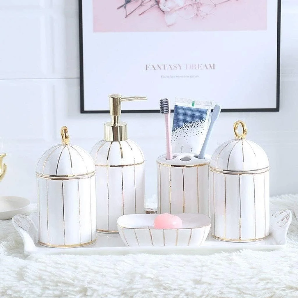 Soap Dispenser with Pump, Empty Refillable Bottle, Soap Dispenser 6-Piece Ceramic Bathroom Accessories Set Countertop Soap Dispenser Soap Dish Mouth Cup Toothbrush Soap Dispenser with Pump, Empty Refillable Bottle, Soap Dispenser 6-Piece Ceramic Bathroom Accessories Set Countertop Soap Dispenser Soap Dish Mouth Cup Toothbrush