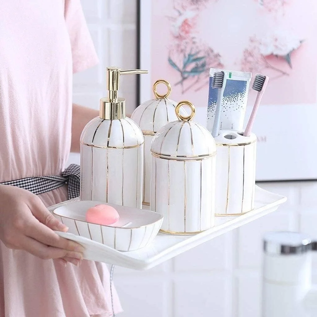 Soap Dispenser with Pump, Empty Refillable Bottle, Soap Dispenser 6-Piece Ceramic Bathroom Accessories Set Countertop Soap Dispenser Soap Dish Mouth Cup Toothbrush Soap Dispenser with Pump, Empty Refillable Bottle, Soap Dispenser 6-Piece Ceramic Bathroom Accessories Set Countertop Soap Dispenser Soap Dish Mouth Cup Toothbrush