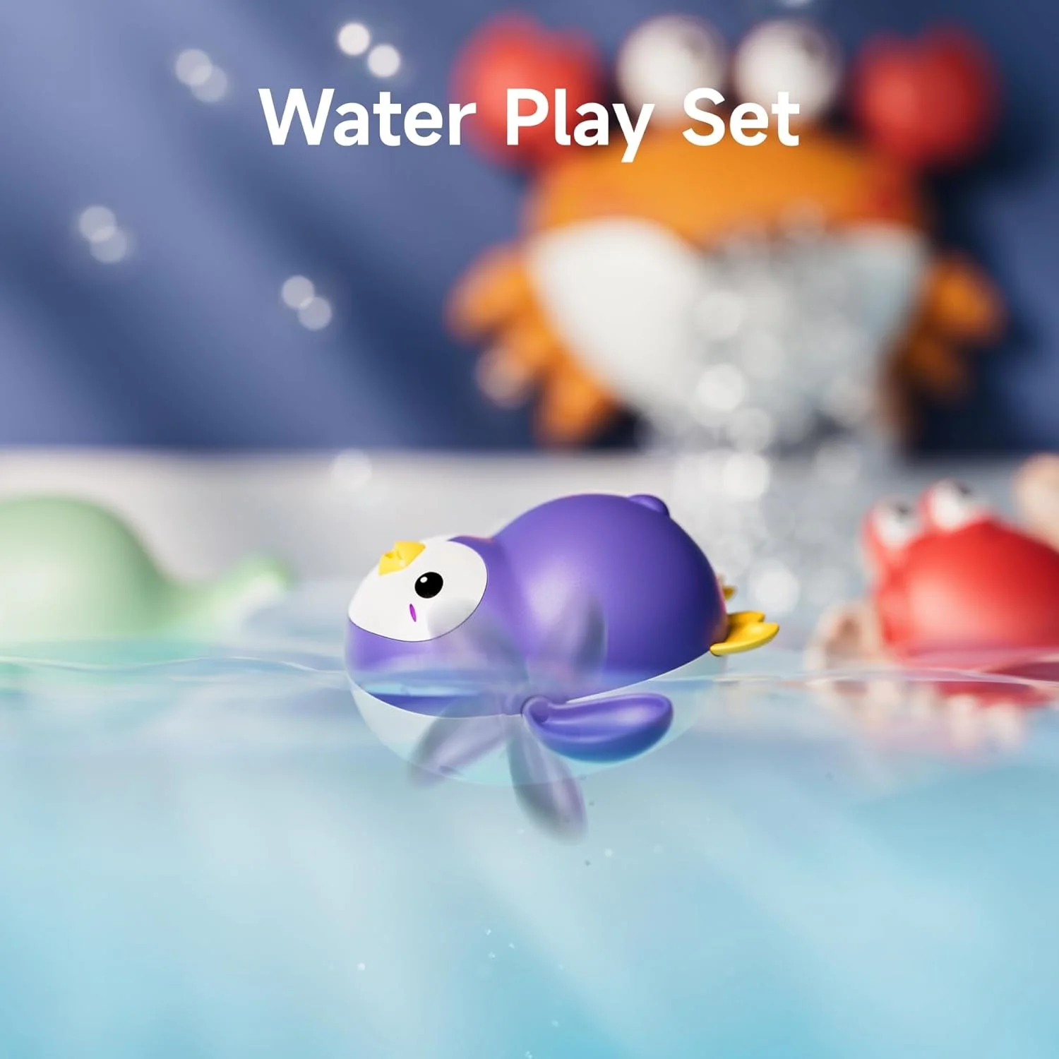 اسباب بازی حمام کودک توماما، دستگاه حباب ساز موزیکال حمام، 3 اسباب بازی کوکی حمام، اسباب بازی آب پاش خرچنگ برای کودکان نوپا، 4 تکه