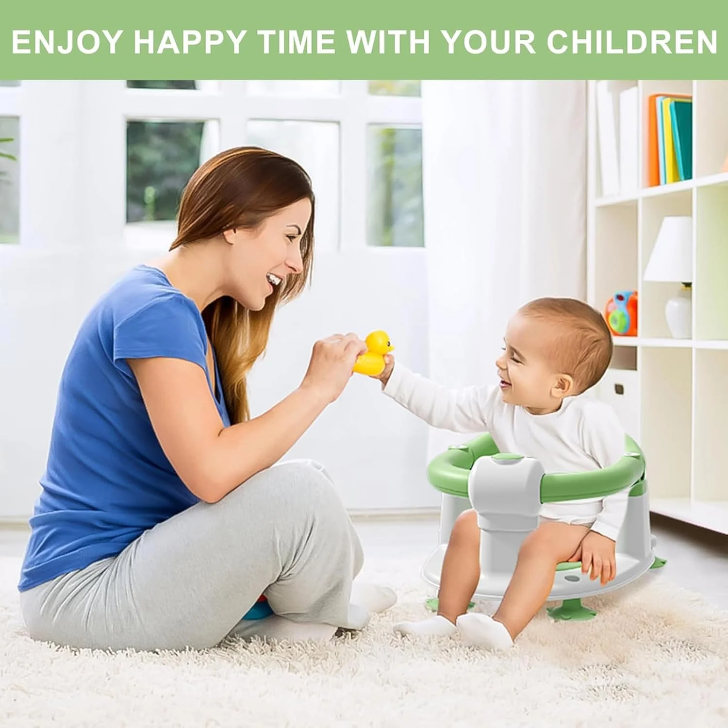 صندلی حمام کودک یو-هوم مناسب برای کودکان 6 ماهه و بالاتر، صندلی وان ضد لغزش با فنجان های مکش، کوسن نرم برای دوش، سبز صندلی حمام کودک یو-هوم مناسب برای کودکان 6 ماهه و بالاتر، صندلی وان ضد لغزش با فنجان های مکش، کوسن نرم برای دوش، سبز