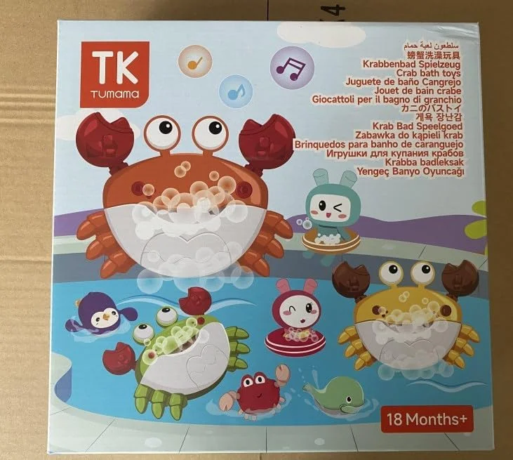 اسباب بازی حمام کودک توماما، دستگاه حباب ساز موزیکال حمام، 3 اسباب بازی کوکی حمام، اسباب بازی آب پاش خرچنگ برای کودکان نوپا، 4 تکه