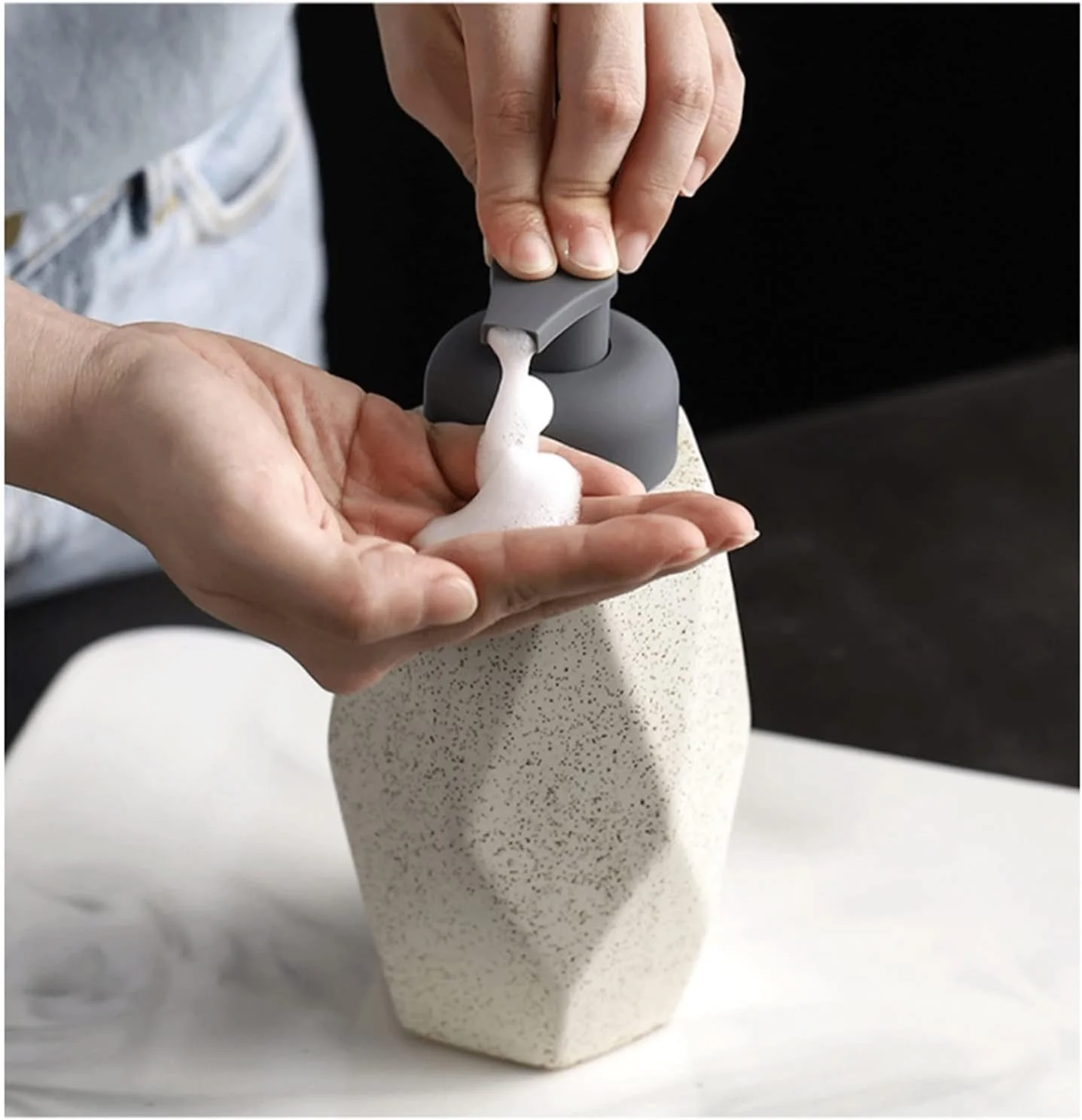 جا مایع ظرفشویی سرامیکی قابل حمل شامپو نرم کننده بدن شیشه پمپ لوسیون لوازم جانبی حمام جا مایع ظرفشویی برای حمام آشپزخانه