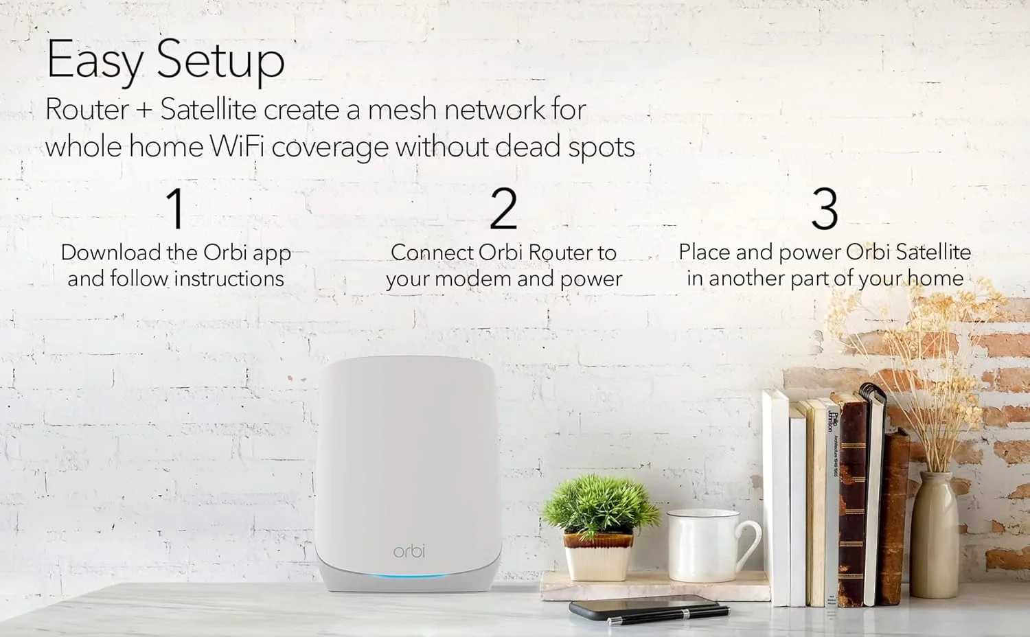 سیستم وای فای 6 مش تری-باند NETGEAR Orbi RBK763S-100APS AX5400 – روتر + 2 ماهواره، 5.4 گیگابیت بر ثانیه، پوشش 700 متر مربع